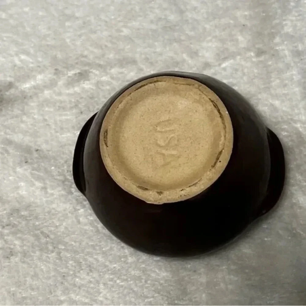 Handmade Brown Ceramic Bean Pot Honey Scented Candle Unique Upcycled Decor E26